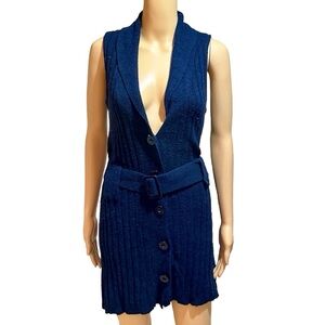 EUC Vertigo Paris Navy Blue Sleeveless Sweater Vest Sz S